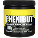 Black canister with phenibut label displayed across the front.